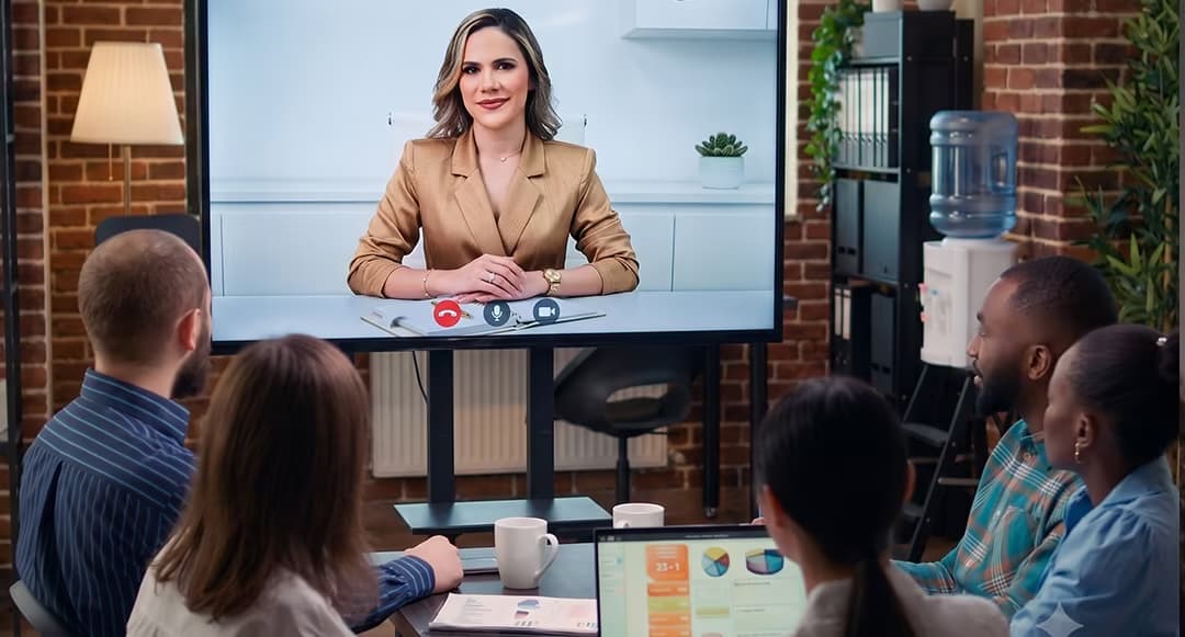 Un equipo de negocio en sesión por videollamada con Anette Espinet